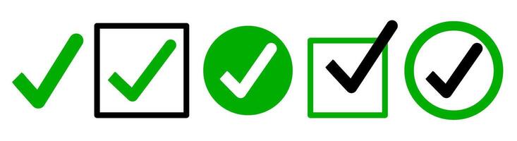Check mark icon set on white background. vector