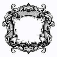 A black and white drawing of a frame with a white background vector