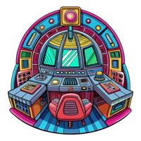 Futuristic Control Room Interface Colorful Sci Fi Cockpit Design for Innovative Technology Concepts vector