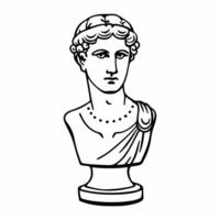 Classical Roman Bust Illustration with Detailed Line Art on White Background vector