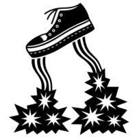 sneaker stepping with explosive energy creative footwear concept with dynamic starburst design vector