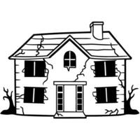 Abandoned haunted house illustration spooky old building with broken windows and trees vector