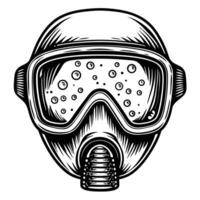 retro gas mask illustration with goggles for safety and protection concept vector