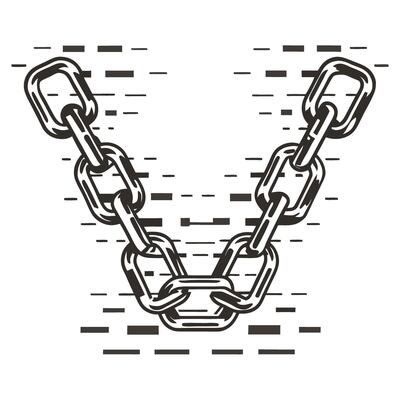 Blockchain concept with digital chain links in a geometric pattern