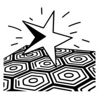Geometric star burst over hexagon pattern abstract art with bold lines, striking monochrome contrast vector