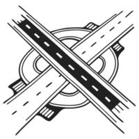 Abstract road intersection illustration, geometric roundabout and pathways design vector