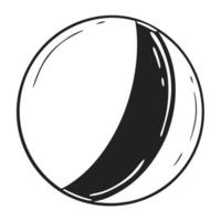 black and white line art beach ball with reflection on curved surface vector