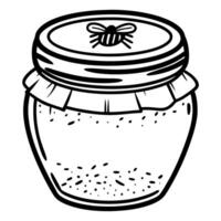 Sketch of a mason jar with lid and contents hand drawn outline for preservation and storage concept art vector