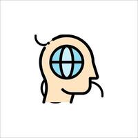 A person's head with a globe in it vector