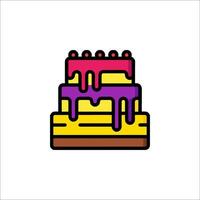 A cake with a colorful icing on top vector