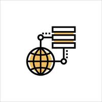 A globe with a line connecting it to a computer vector
