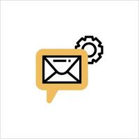 Email icon with gears and gears icon vector