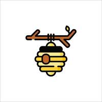 A bee hive with a branch hanging from it vector