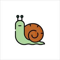A snail icon with a green and brown shell vector