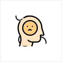 A cartoon head with a sad face on it vector