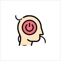 A person's head with a power button on it vector