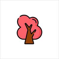 A pink tree icon with a brown trunk vector