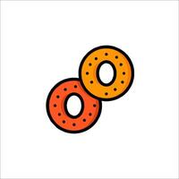 Two donuts are shown in a line style vector