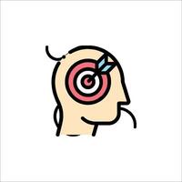 An icon of a head with an arrow in the middle vector