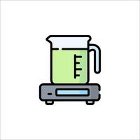 A blender with a green liquid in it on a scale vector