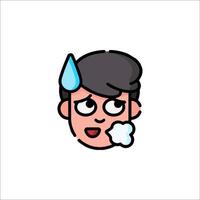 A cartoon man with a cold face and a drop of water on his head vector