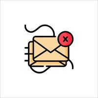 An email icon with a red cross on it vector