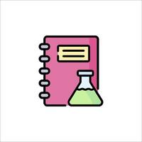 A notebook and a flask icon on a white background vector