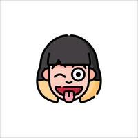 A girl with a tongue sticking out of her mouth vector
