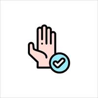 A hand with a check mark and a stop sign vector