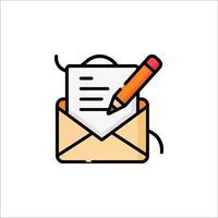 Email envelope icon with a pencil and paper vector