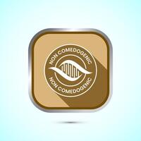 Non comedogenic icon design illustration, non comedogenic label sign. Gold color shadow button design vector