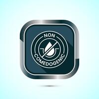 Non comedogenic icon design illustration, non comedogenic label sign. Gray color shadow button design vector