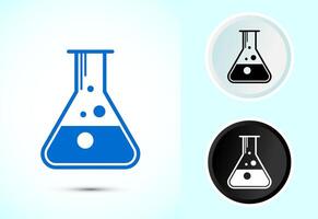 Lab flask icon design illustration, chemical flask icon for apps, Color black and white vector