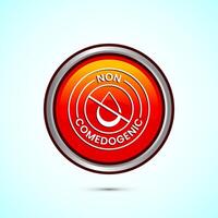 Non comedogenic icon design illustration, non comedogenic label sign. Orange color round button design vector