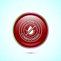 Non comedogenic icon design illustration, non comedogenic label sign. Red color round button design vector