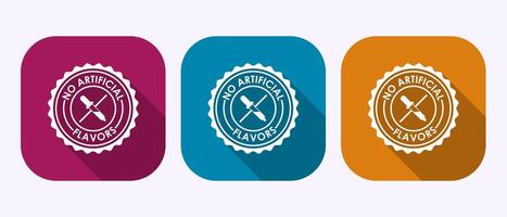 No artificial flavor icon illustration, Artificial flavor free symbol in shadow button design vector