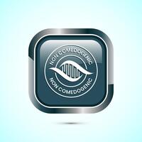 Non comedogenic icon design illustration, non comedogenic label sign. Gray color square button design vector