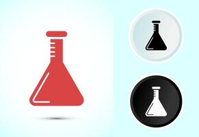 Lab flask icon illustration, chemical flask icon for apps, Color black and white vector