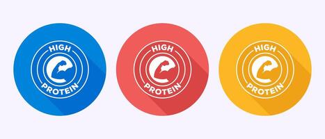 High protein icon illustration in shadow button design vector