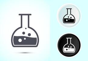 Lab flask icon design, chemical flask icon for apps and websites, Color black and white vector