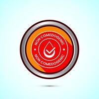 Non comedogenic icon design illustration, non comedogenic label sign. Orange color shadow button design vector