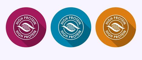 High protein icon design, High protein label design in shadow button design vector