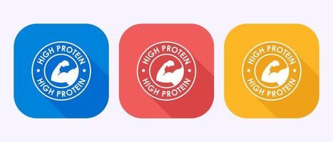 High protein icon, High protein label design in shadow button design vector