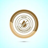 Non comedogenic icon design illustration, non comedogenic label sign. Goldcolor button design vector