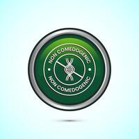 Non comedogenic icon design illustration, non comedogenic label sign. Green color round button design vector