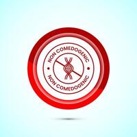 Non comedogenic icon design illustration, non comedogenic label sign. Red color button design vector