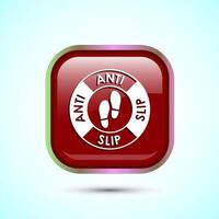 Anti slip icon design illustration. Non slip safety icon, Slip prevention sign symbol, Red color square button design vector