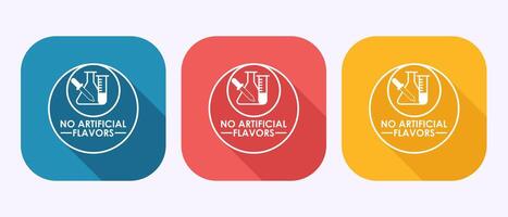 No artificial flavor icon, Artificial flavor free symbol in shadow button design vector