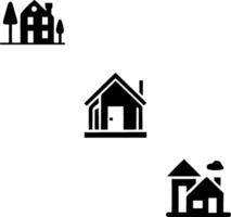 Simple Black and White Illustrations of Different Homes vector