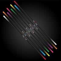 An array of colored pencils diagonally aligns vector
